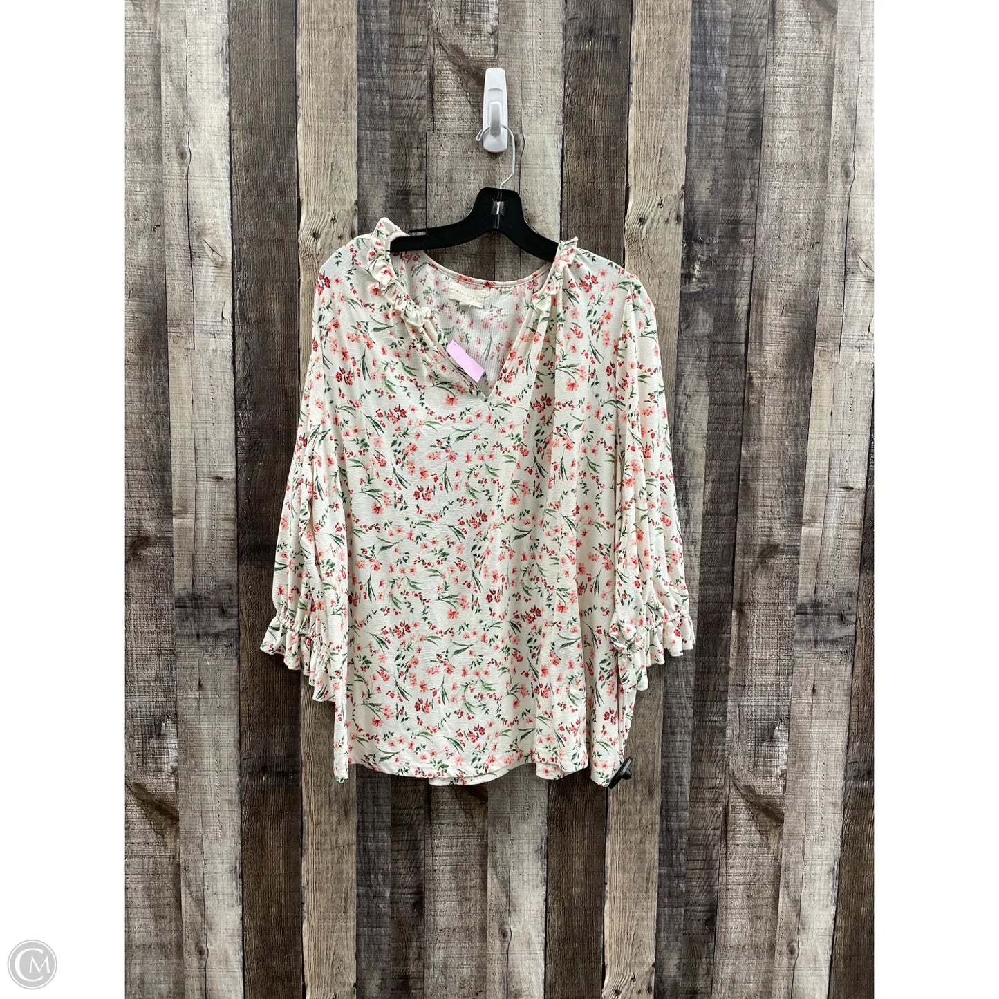 Top Long Sleeve By Melloday In Floral Print, Size: 2x