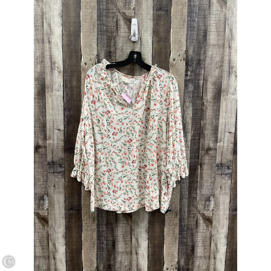 Top Long Sleeve By Melloday In Floral Print, Size: 2x