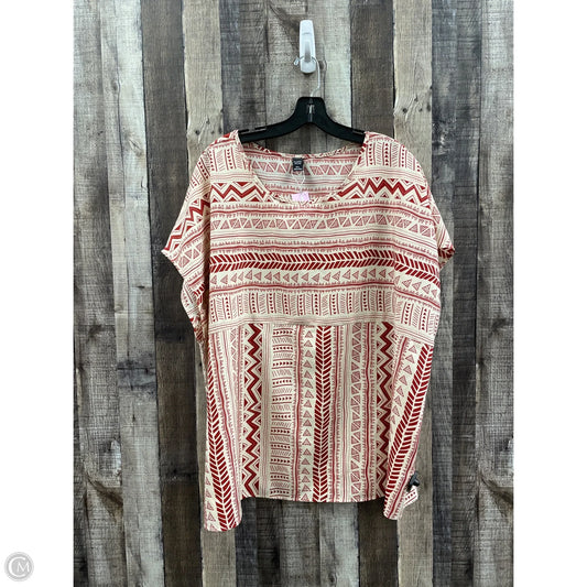 Top Short Sleeve By Cme In Cream & Red, Size: 3x