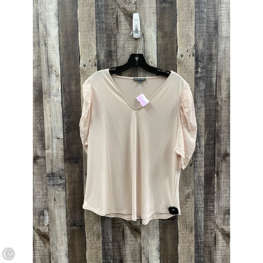 Top Short Sleeve By Adrianna Papell In Tan, Size: L