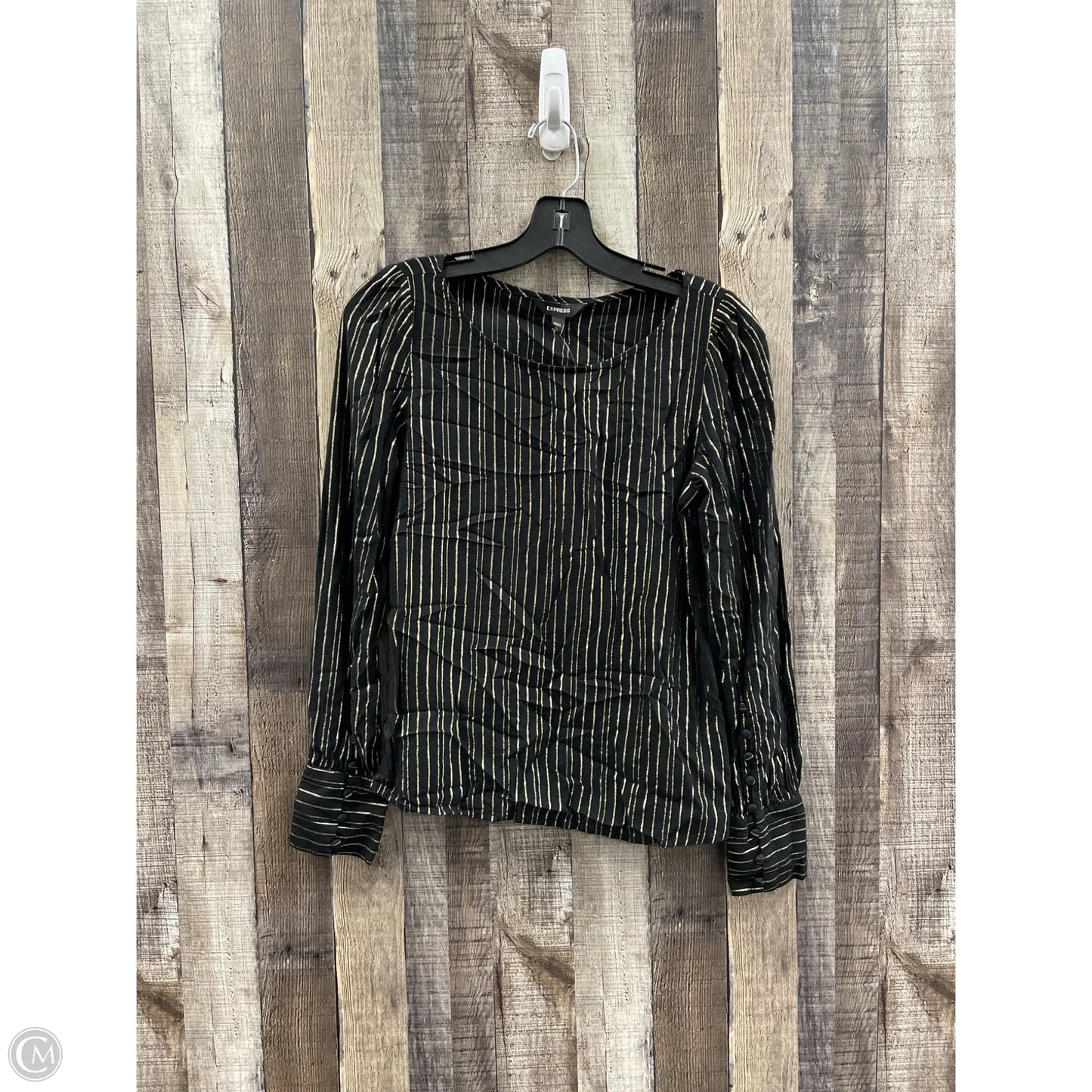 Top Long Sleeve By Express In Black & Gold, Size: Xs