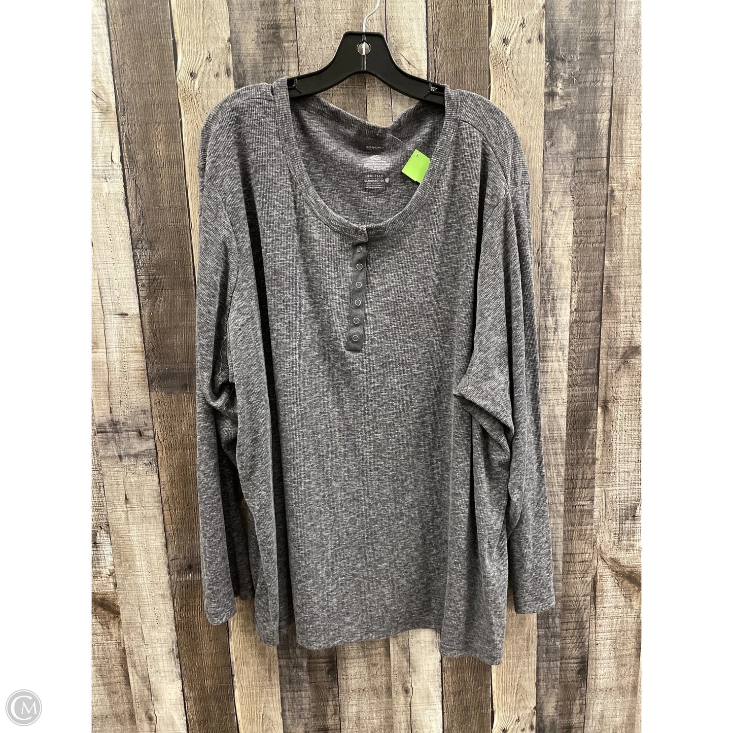 Top Long Sleeve By Sonoma In Grey, Size: 4x