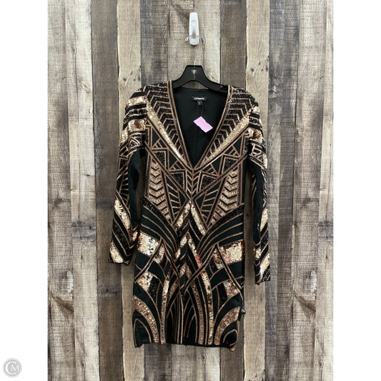 Dress Party Short By Express In Black & Gold, Size: M