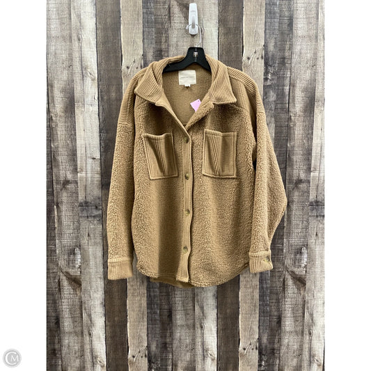 Jacket Shirt By American Eagle In Tan, Size: M