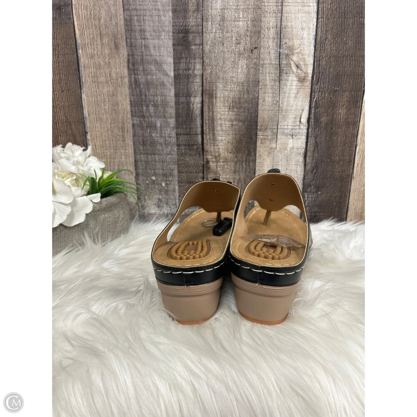 Sandals Heels Wedge By Cmf In Black, Size: 11