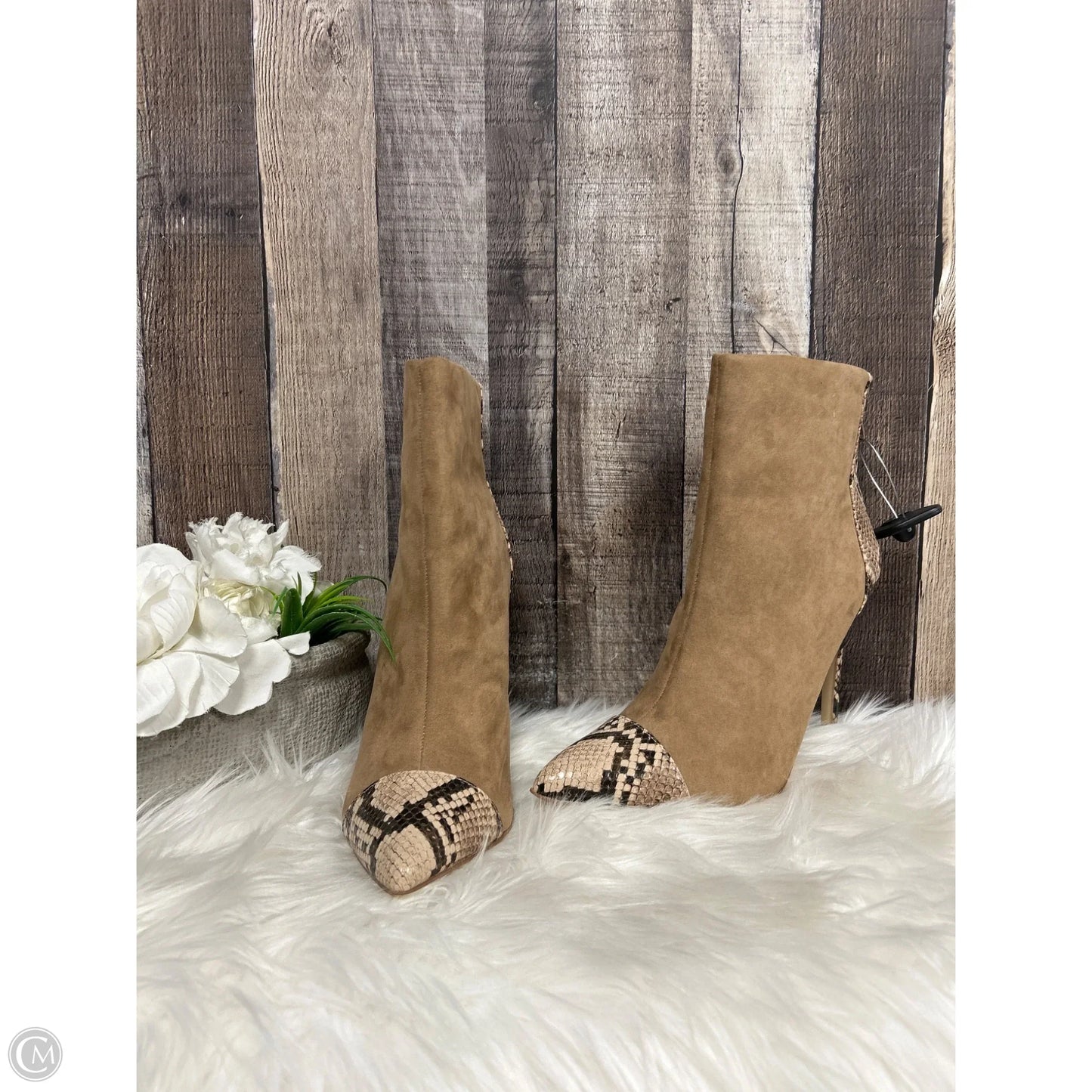 Boots Ankle Heels By Just Fab In Tan, Size: 11