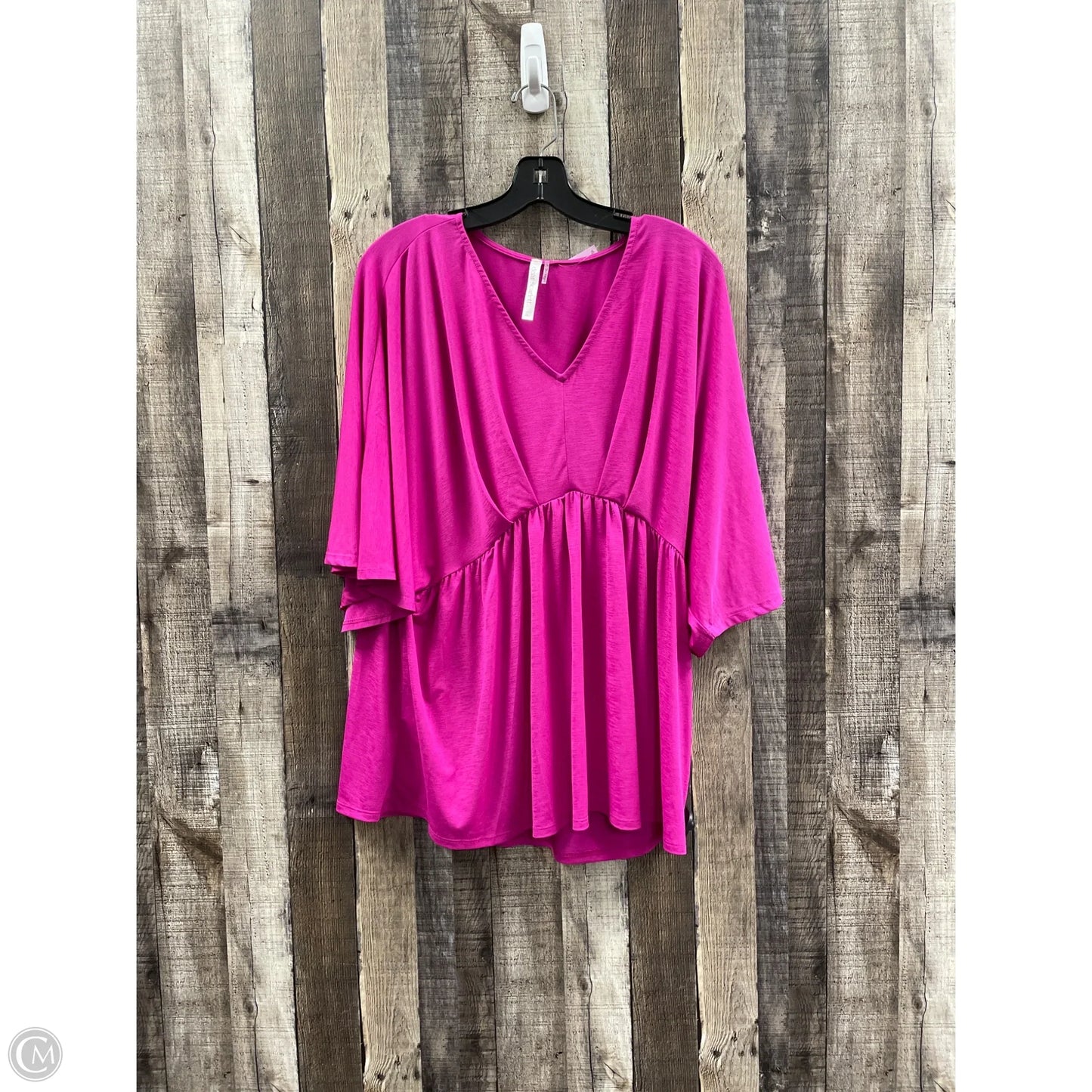 Top Short Sleeve By Cme In Pink, Size: L