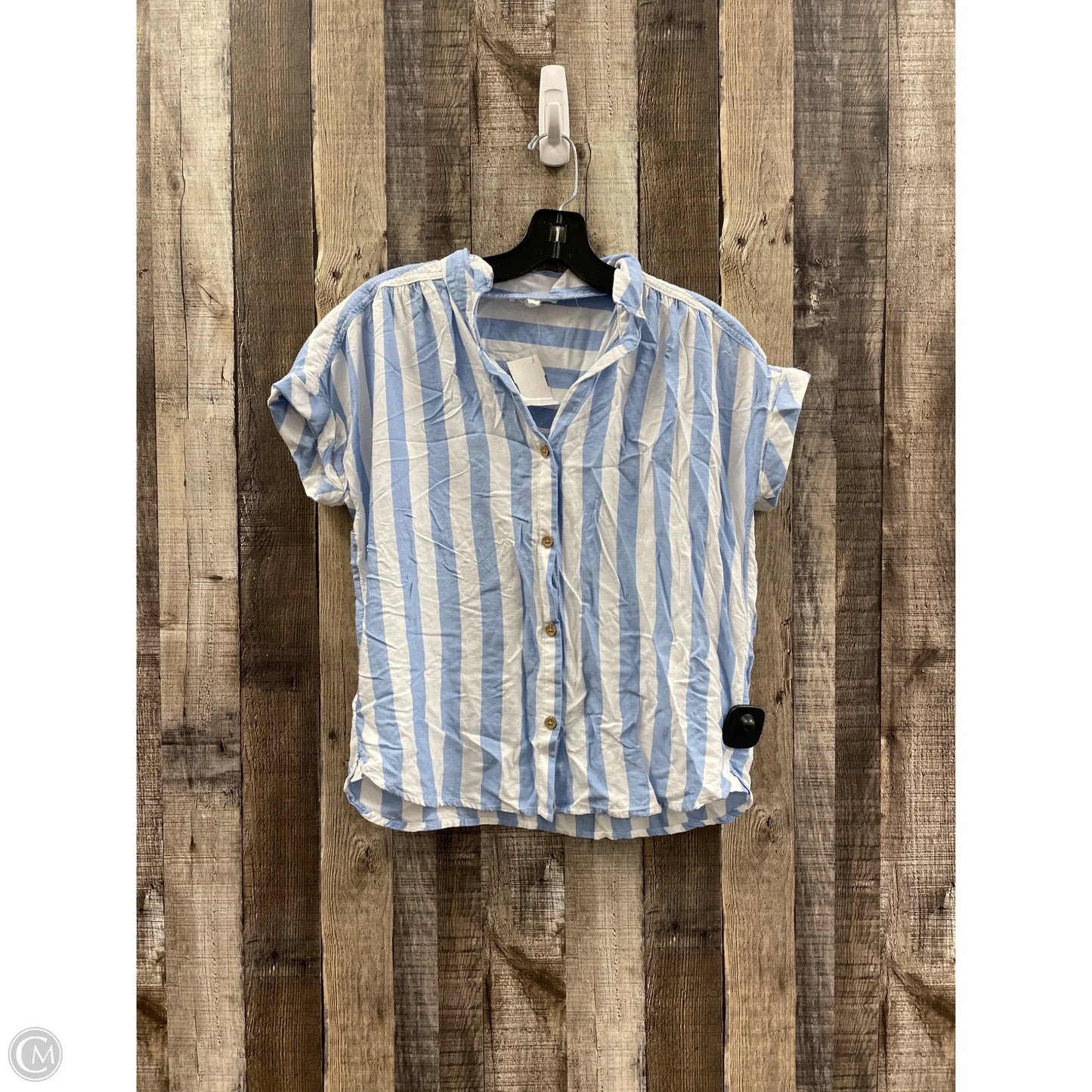 Top Short Sleeve By Beachlunchlounge In Blue & White, Size: Xs