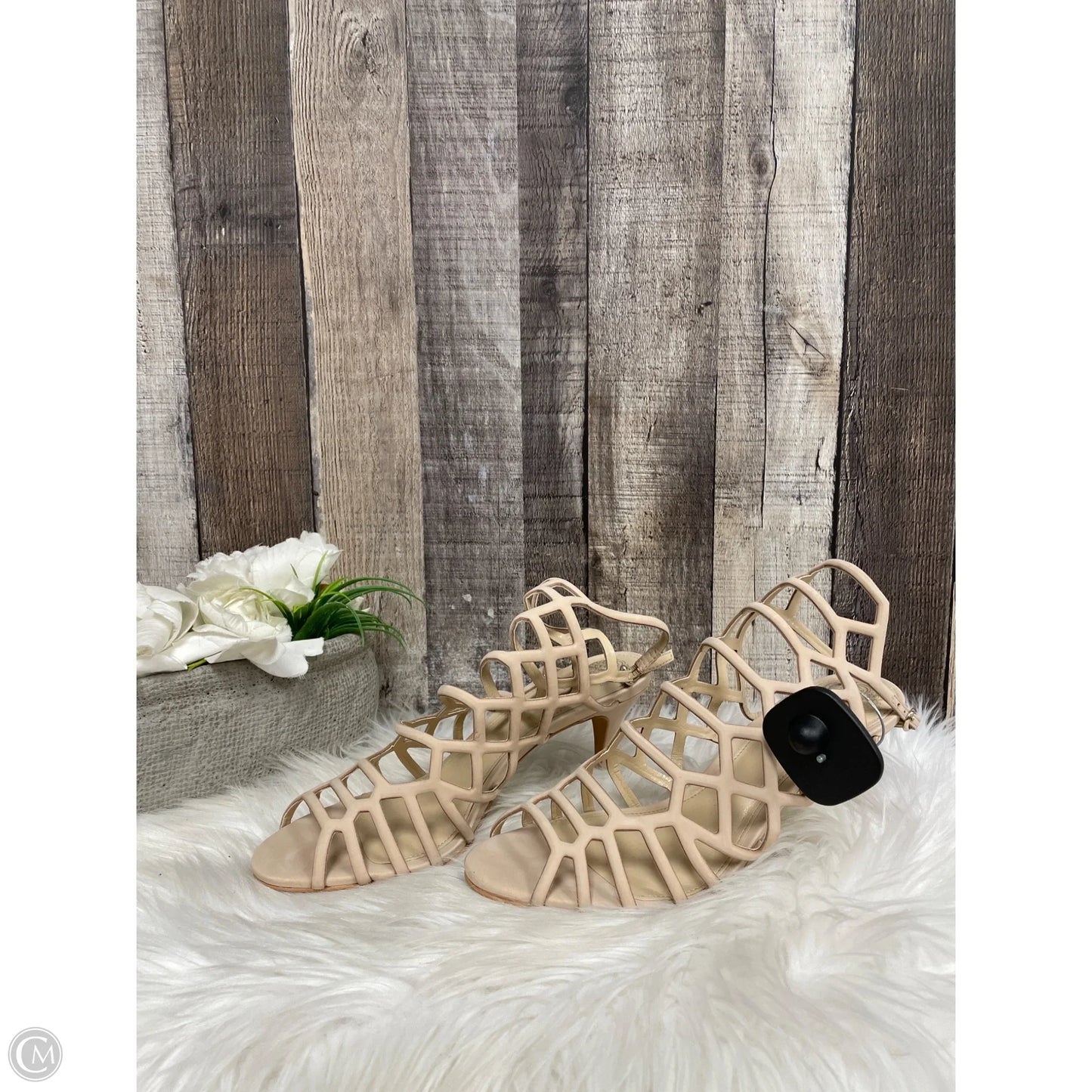 Sandals Heels Stiletto By Vince Camuto In Beige, Size: 7.5