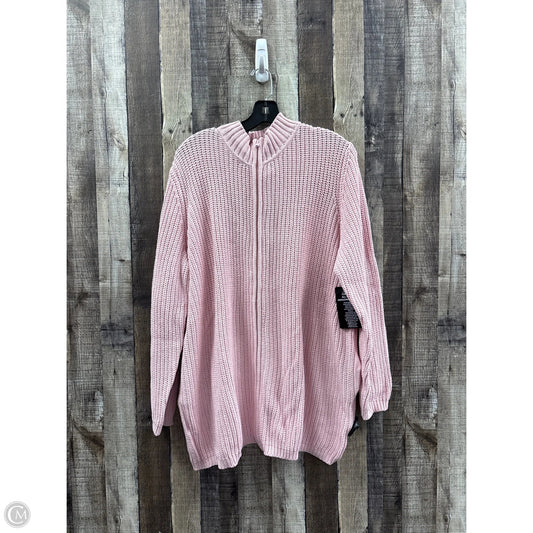 Sweater Cardigan By Woman Within In Pink, Size: 1x
