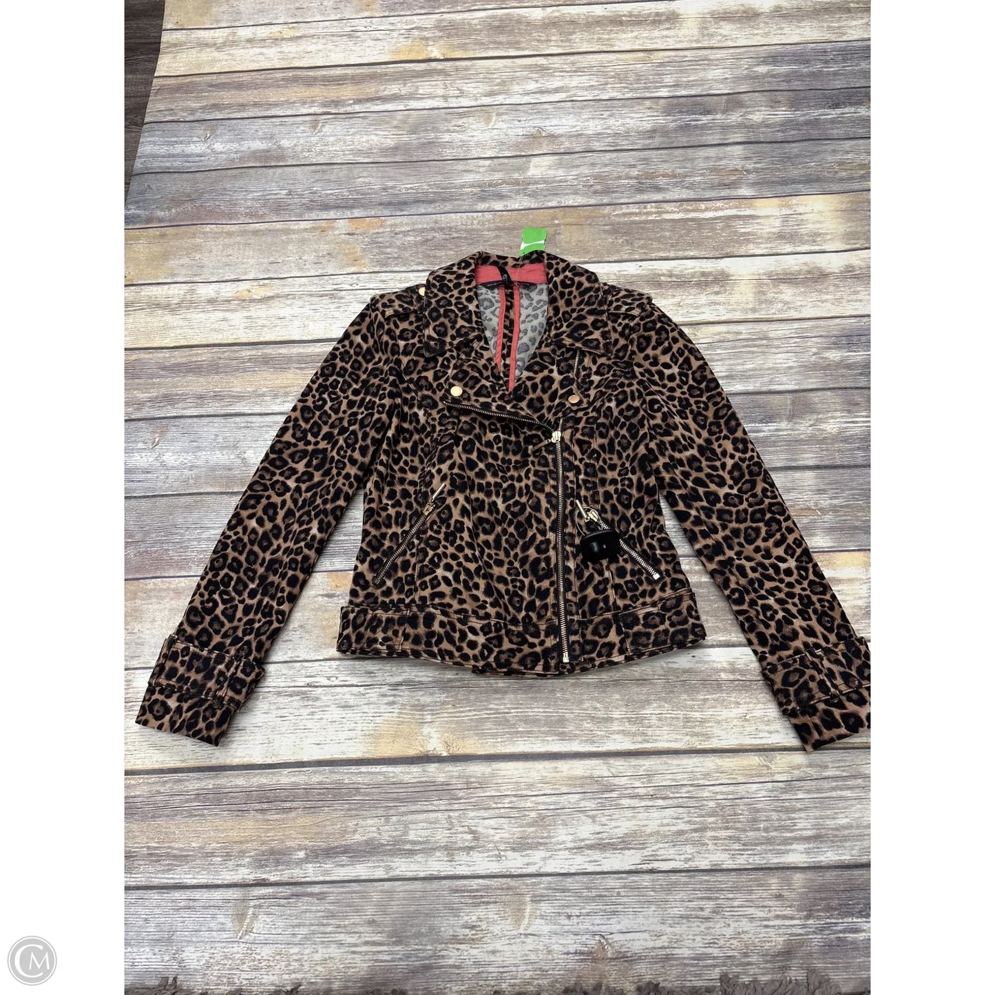 Jacket Moto Leather By White House Black Market In Animal Print, Size: 6
