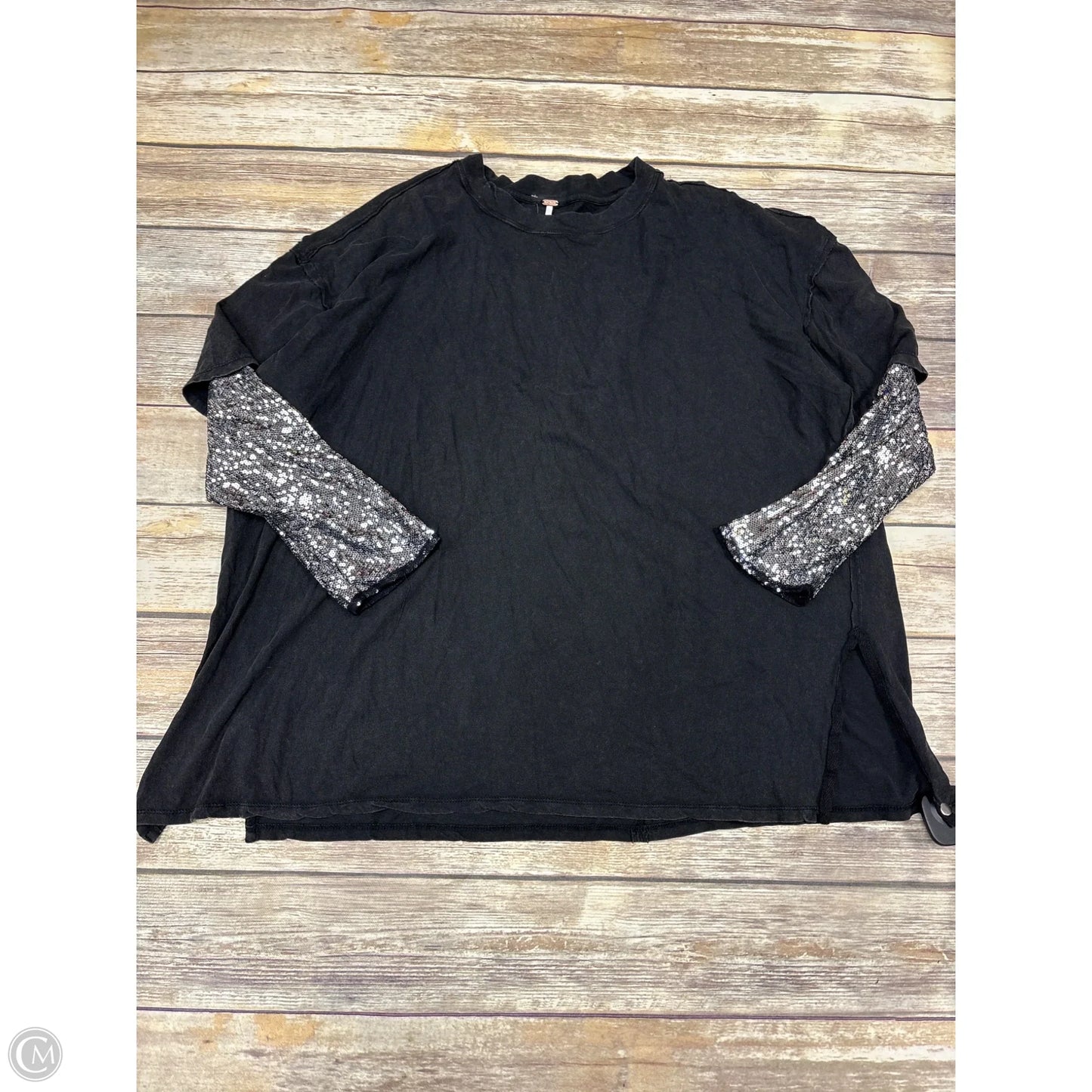 Top Long Sleeve By Free People In Black & Silver, Size: M