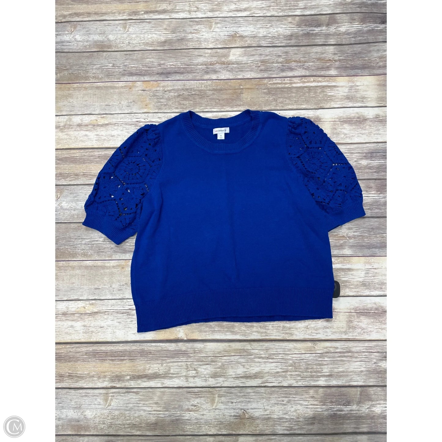 Sweater Short Sleeve By Liz Claiborne In Blue, Size: 1x