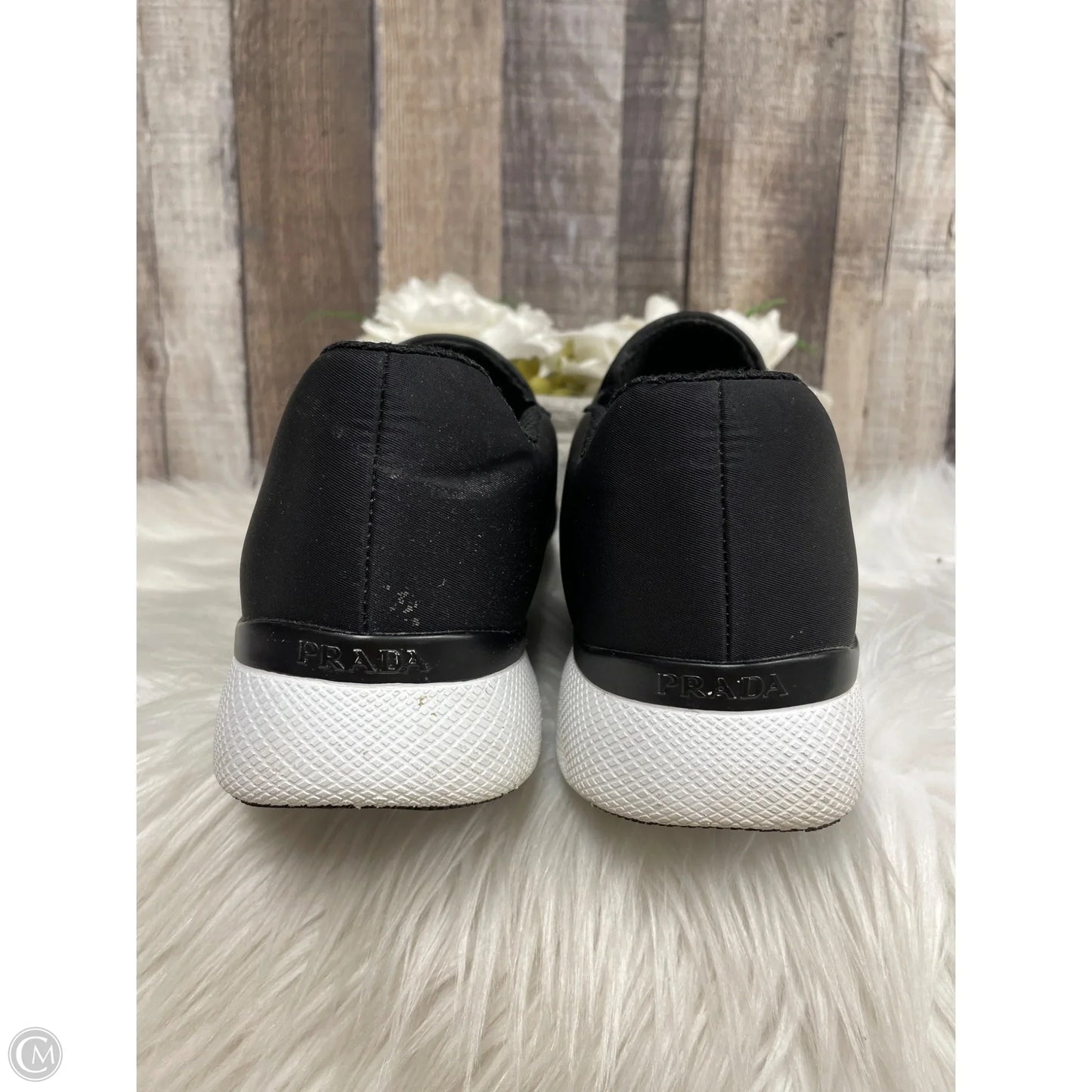 Shoes Luxury Designer By Prada In Black, Size: 9.5