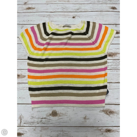 Sweater Short Sleeve By Loft In Striped Pattern, Size: L