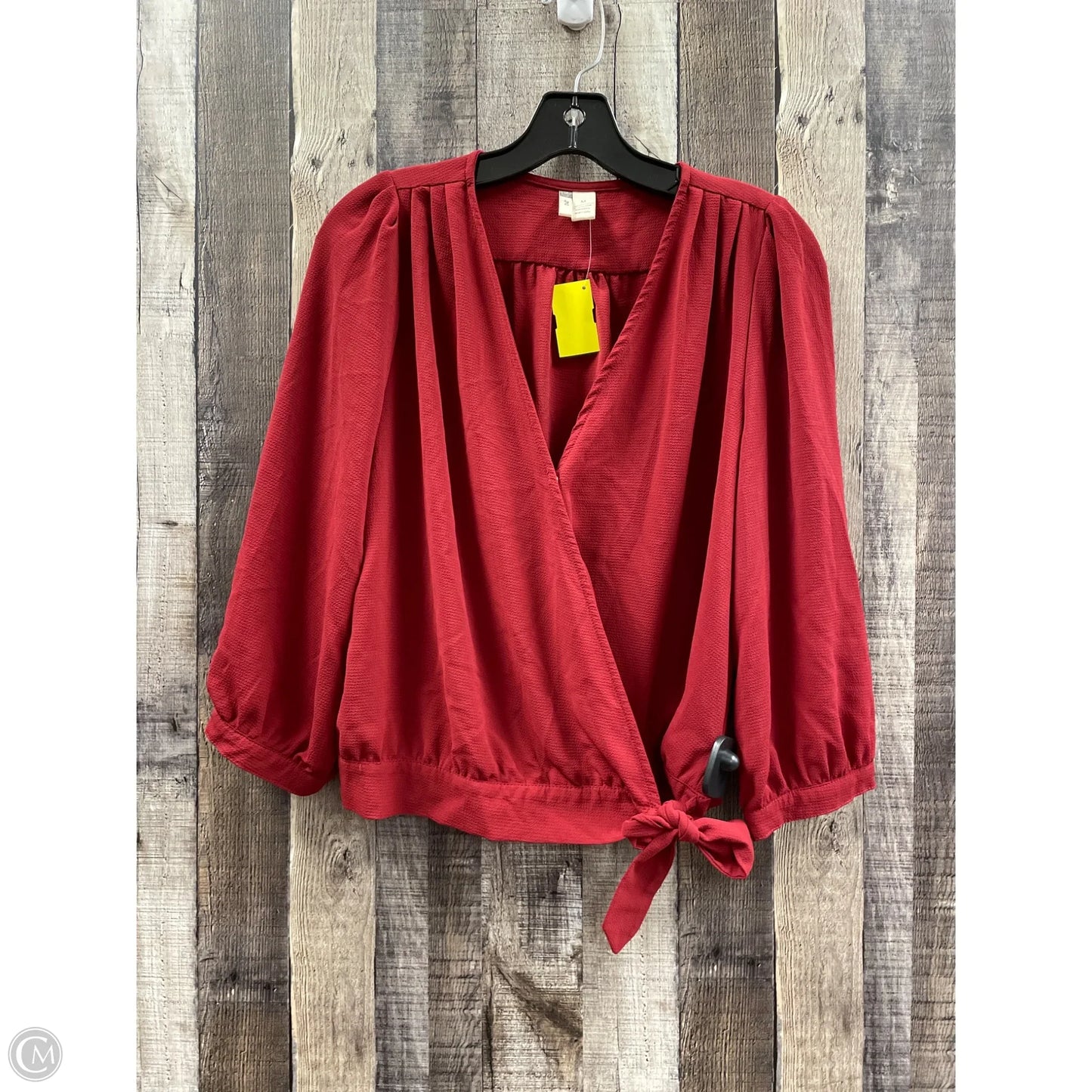 Top 3/4 Sleeve By Japna In Red, Size: M