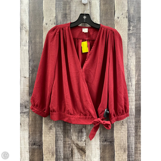 Top 3/4 Sleeve By Japna In Red, Size: M