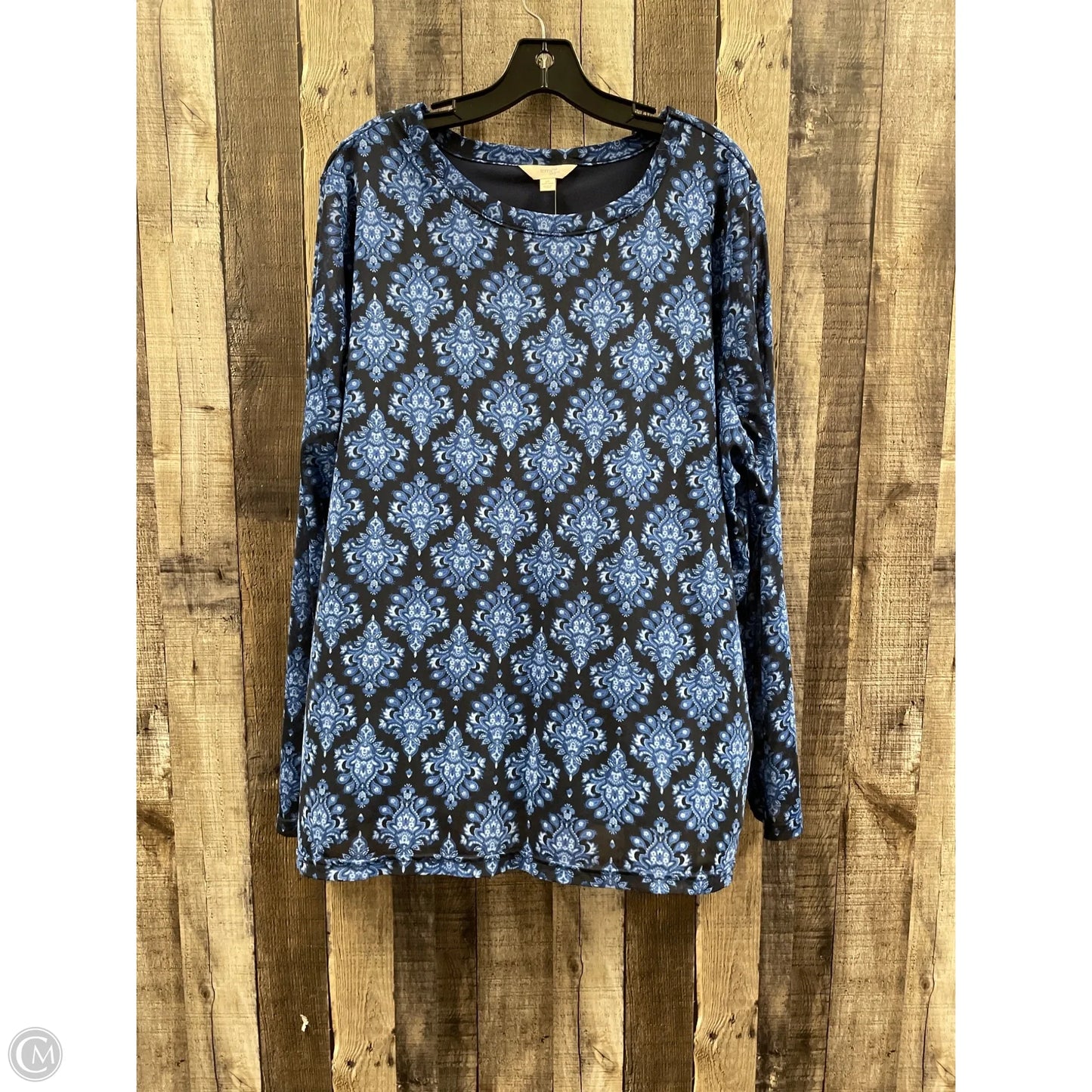 Top Long Sleeve By Terra & Sky In Navy, Size: 2x