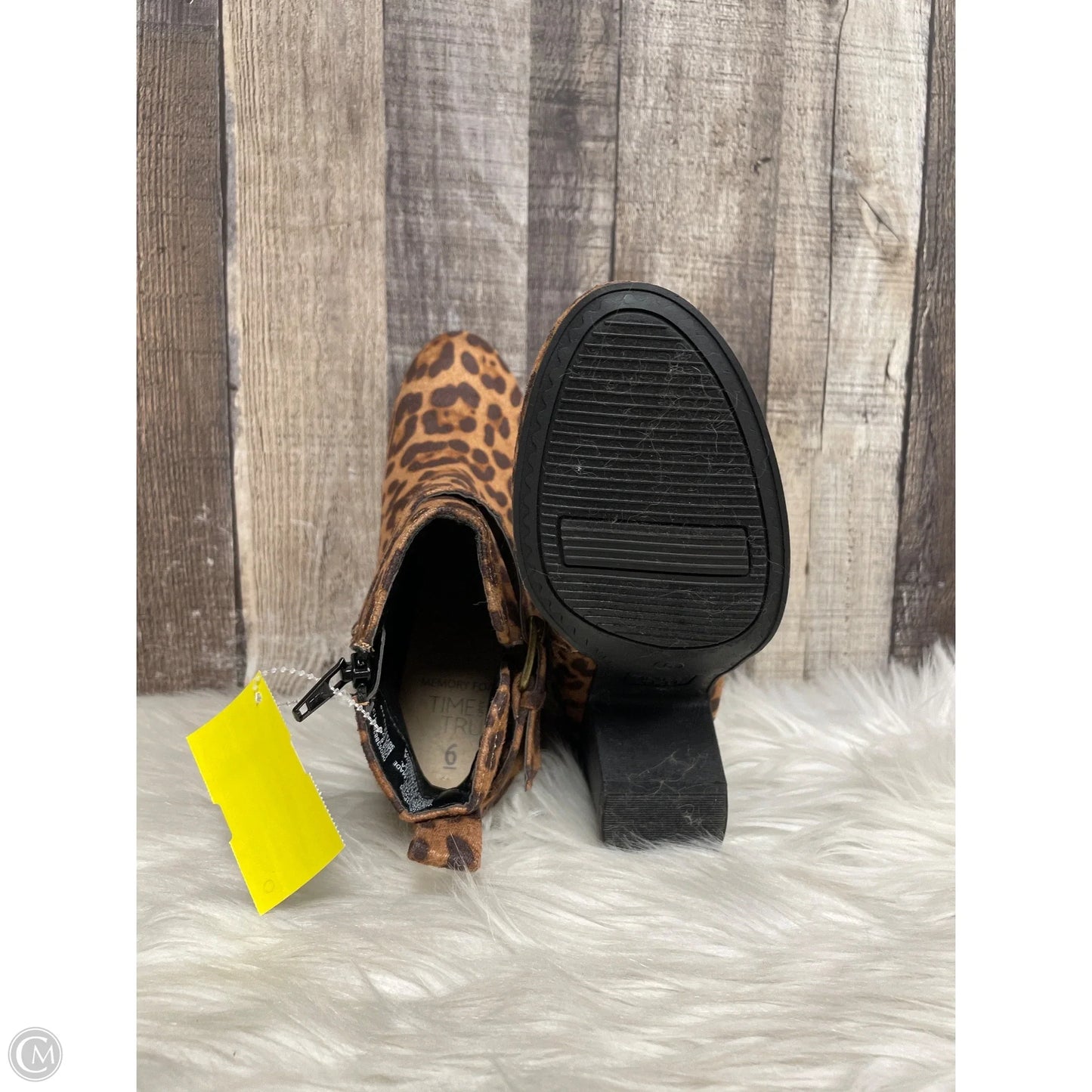Boots Ankle Heels By Time And Tru In Animal Print, Size: 6