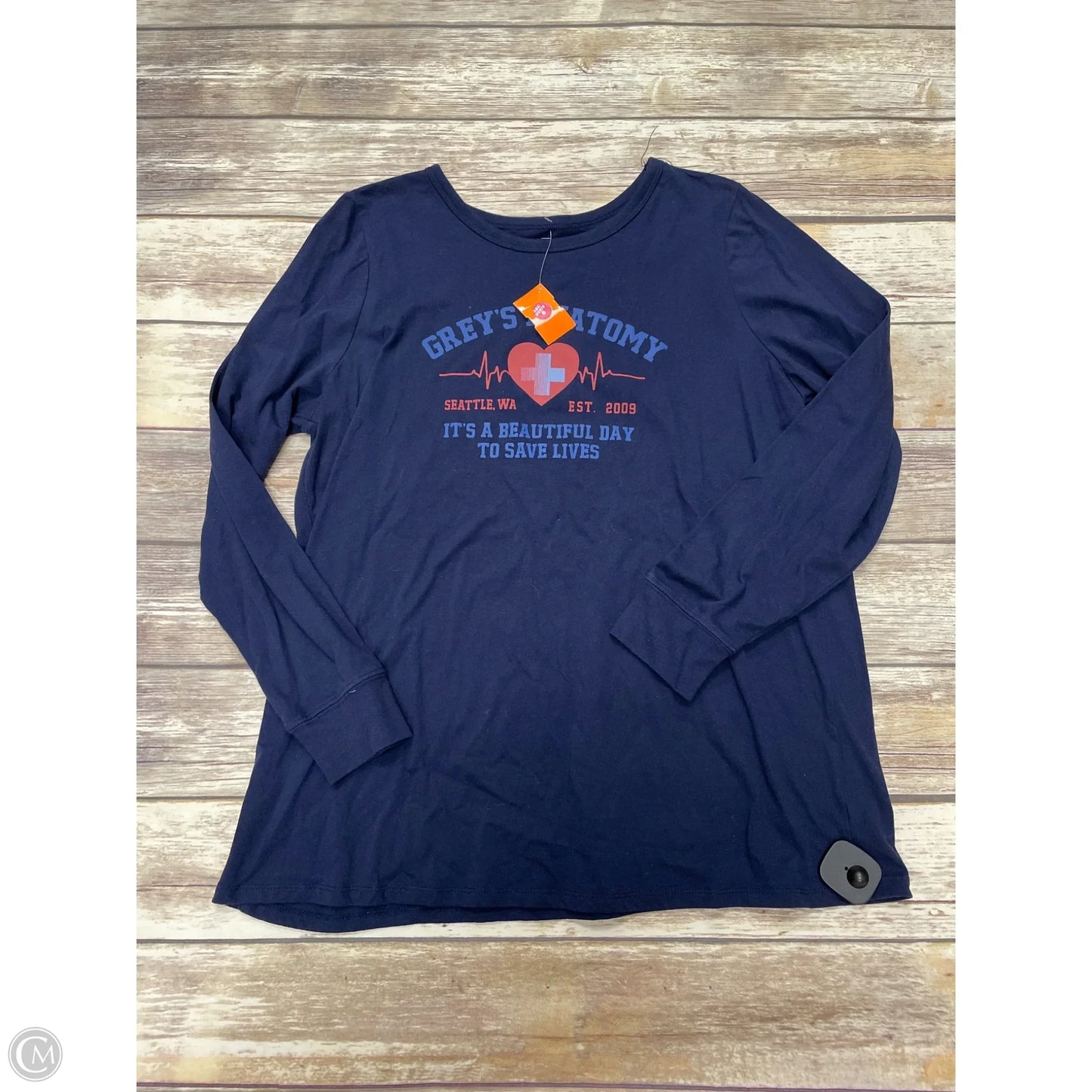 Top Long Sleeve Basic By Greys Anatomy In Navy, Size: 1x