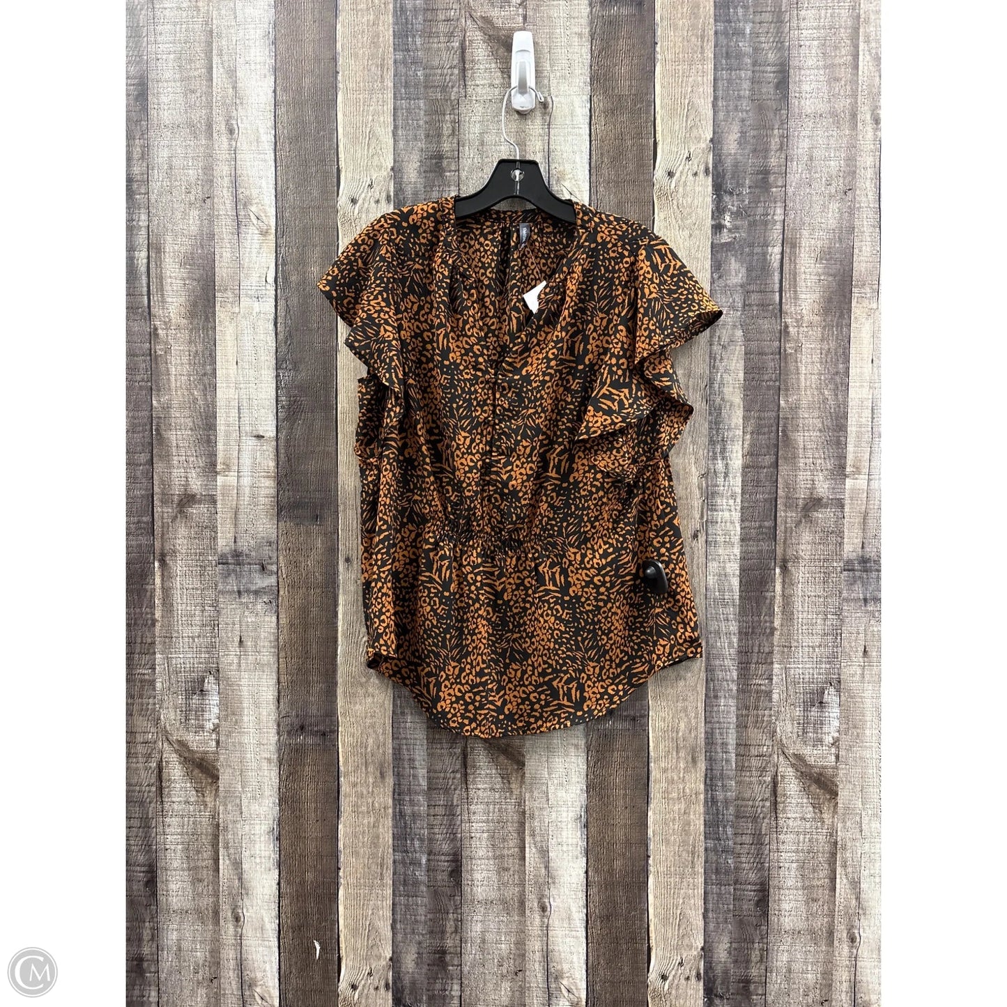 Top Short Sleeve By Massini In Black & Orange, Size: M
