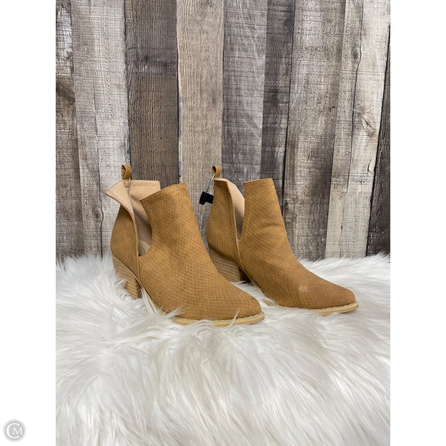 Boots Ankle Heels By Cme In Tan, Size: 7.5