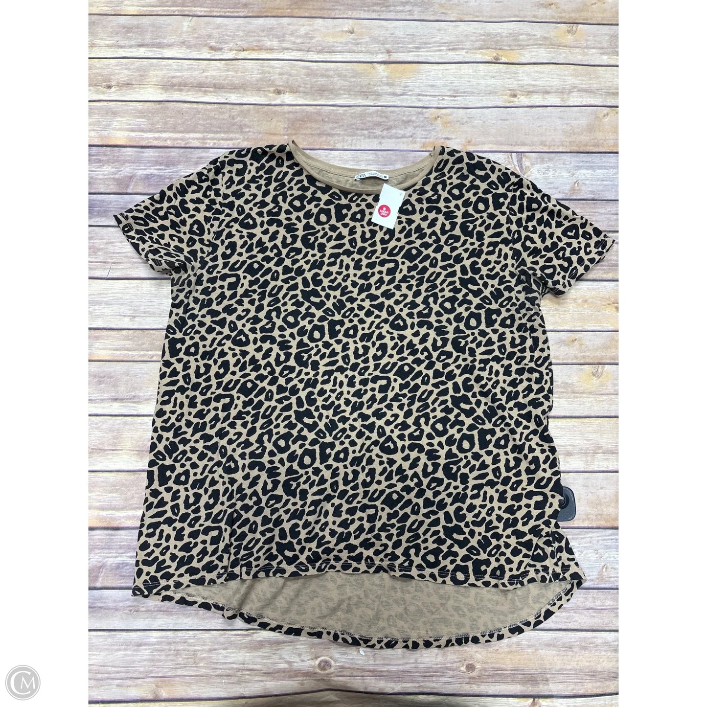 Top Short Sleeve Basic By Zara In Leopard Print, Size: Xl