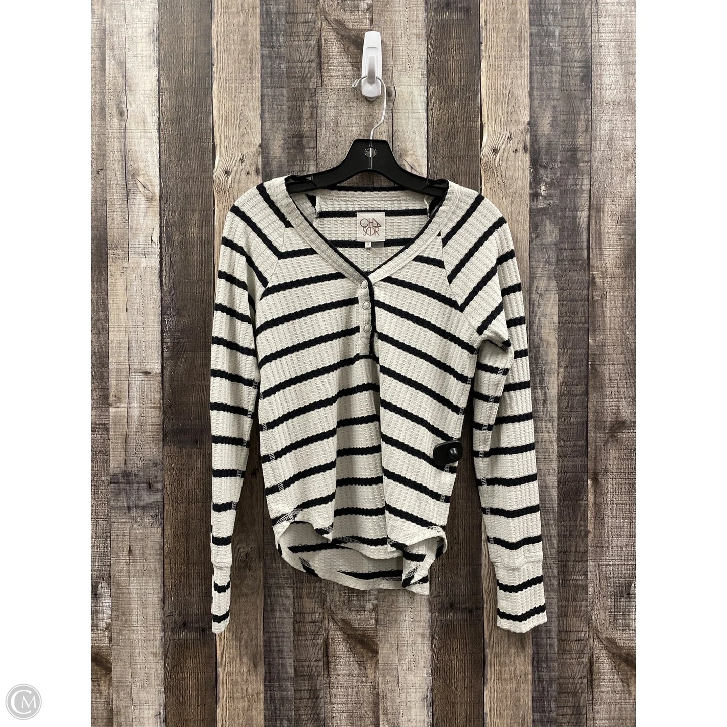 Top Long Sleeve By Chaser In Striped Pattern, Size: M
