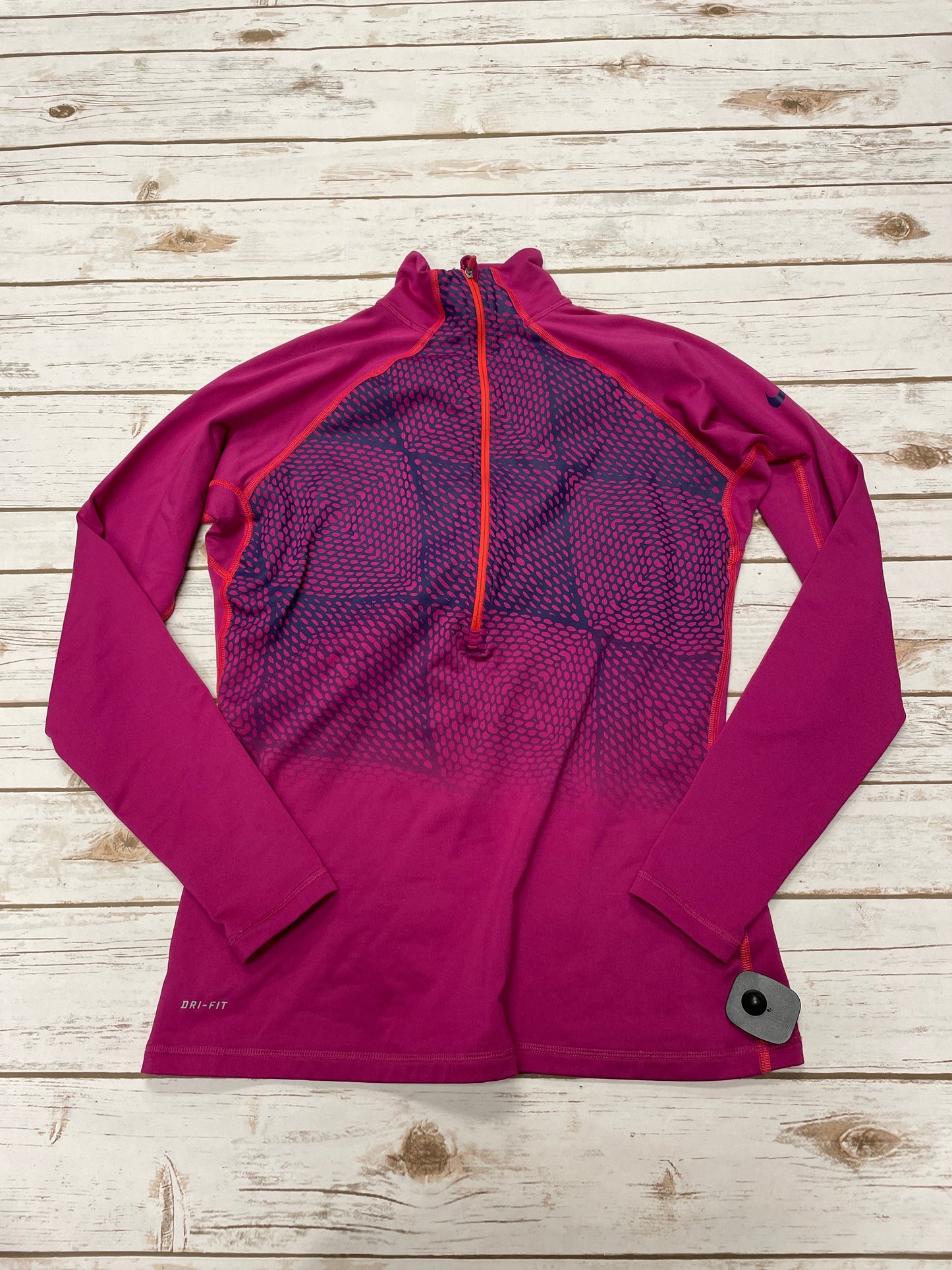 Athletic Top Long Sleeve Collar By Nike In Pink, Size: L