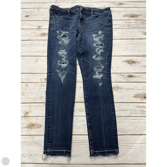 Jeans Skinny By American Eagle In Blue Denim, Size: 14