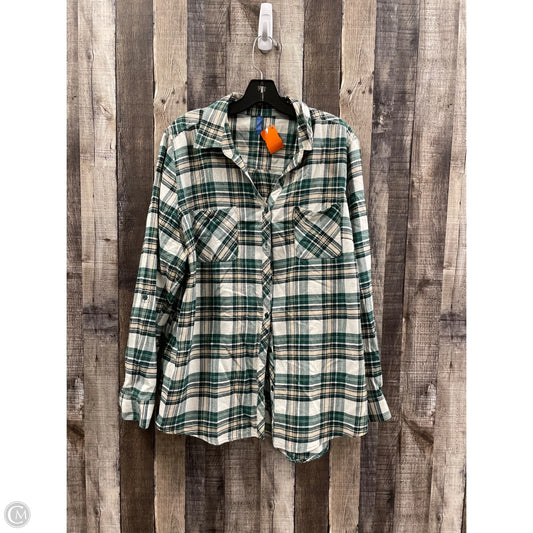 Top Long Sleeve By Falls Creek In Plaid Pattern, Size: 2x