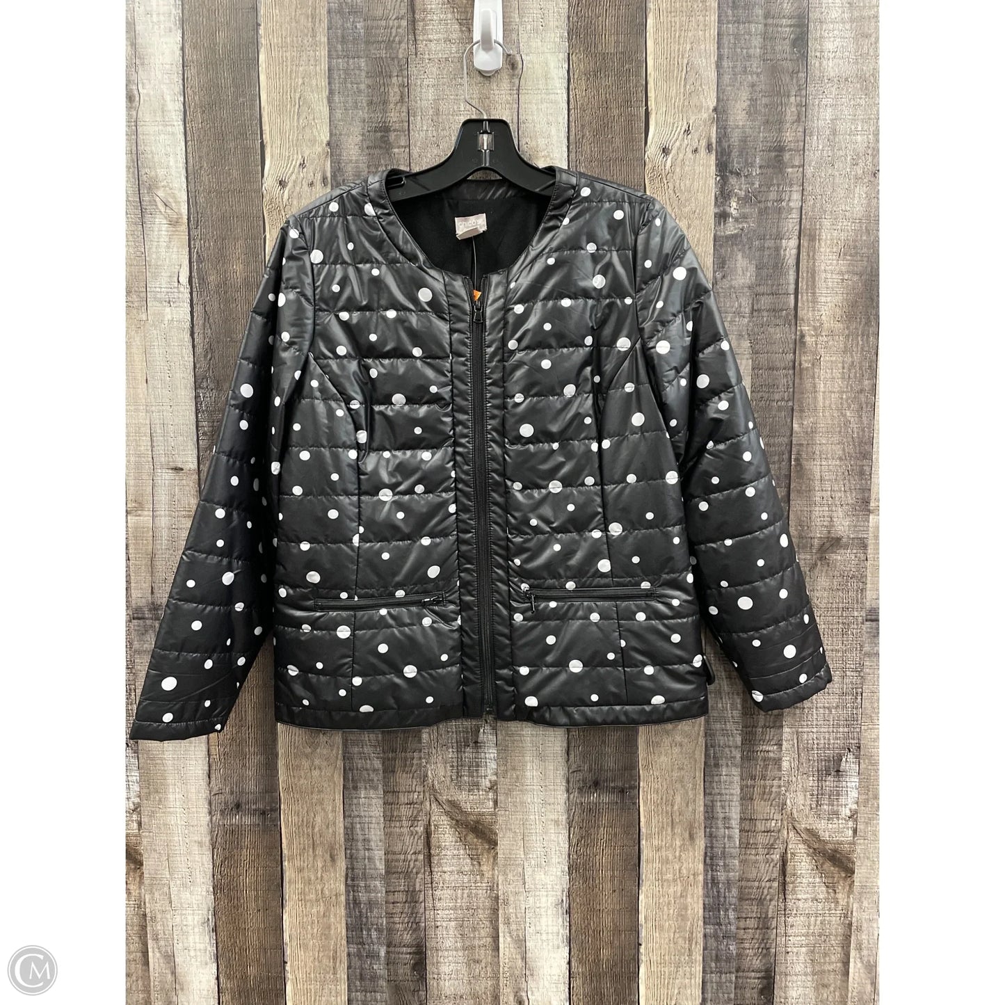 Jacket Puffer & Quilted By Chicos In Polkadot Pattern, Size: S