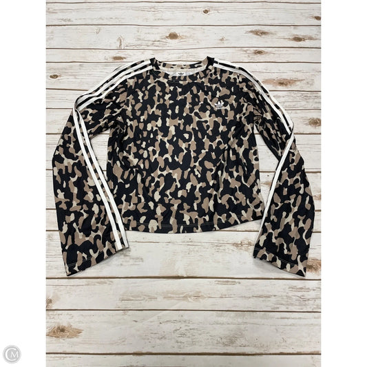 Athletic Top Long Sleeve Collar By Adidas In Animal Print, Size: L