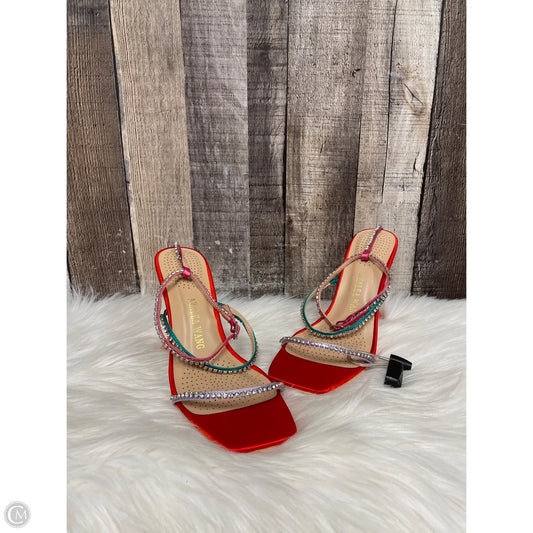 Sandals Heels Block By Clothes Mentor In Red, Size: 8.5