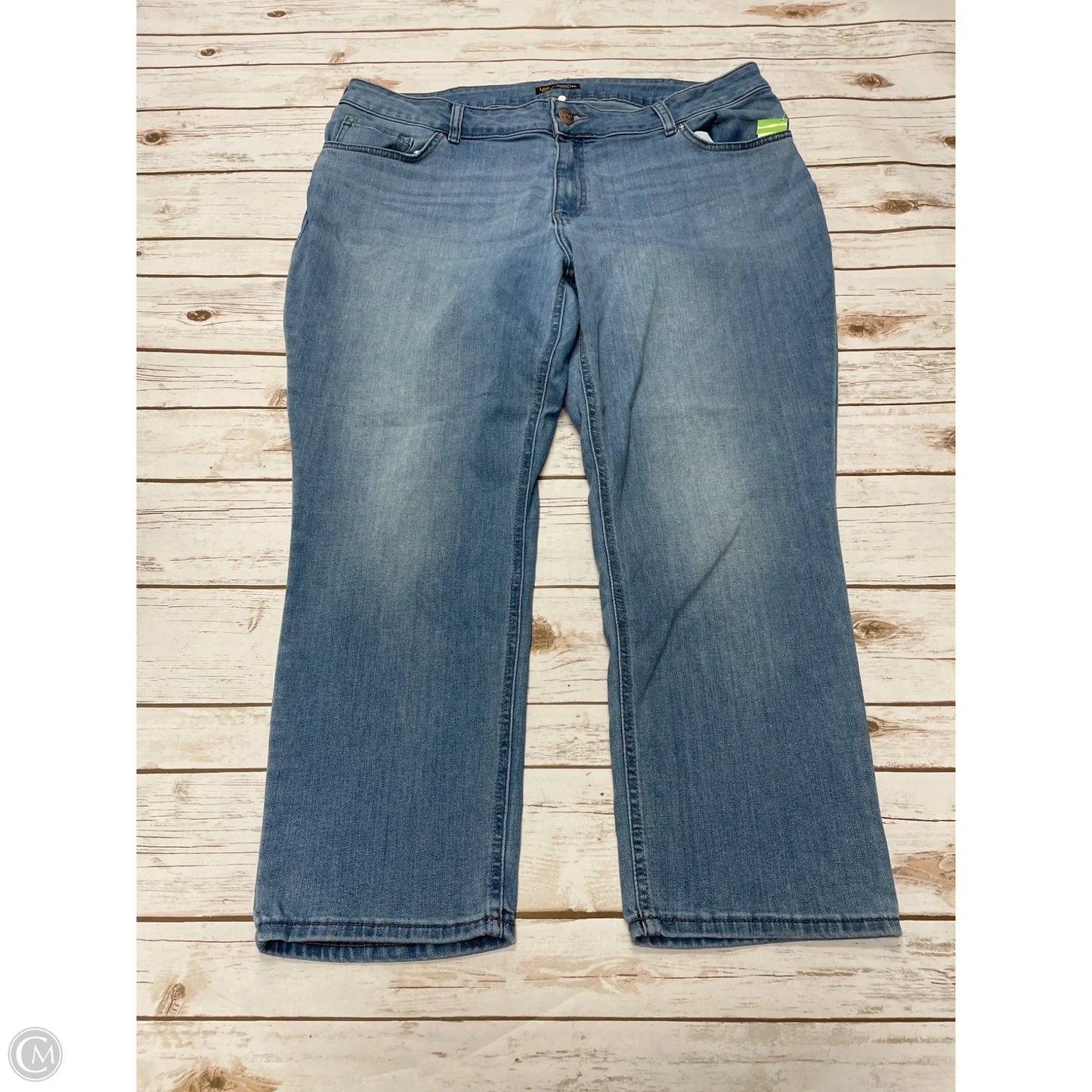 Jeans Straight By Lee In Blue Denim, Size: 22