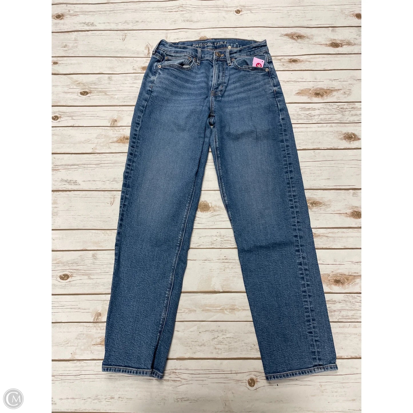 Jeans Straight By American Eagle In Blue Denim, Size: 4