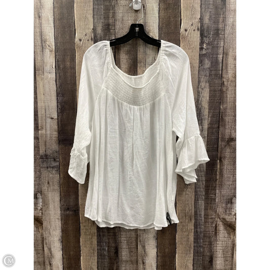 Top 3/4 Sleeve By Cocomo In White, Size: 1x