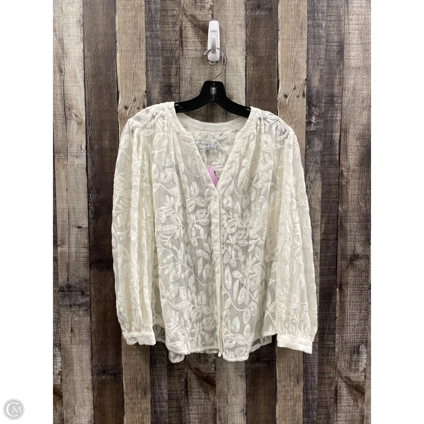 Top Long Sleeve By Chicos In Ivory, Size: L