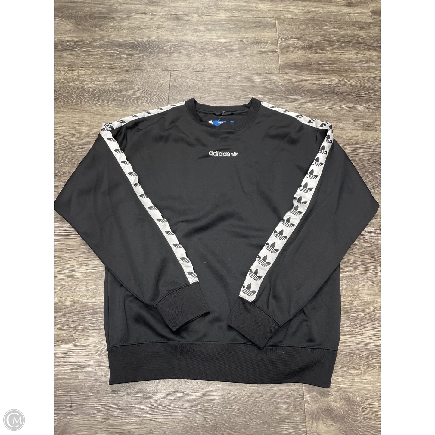 Athletic Sweatshirt Crewneck By Adidas In Black & Blue, Size: S