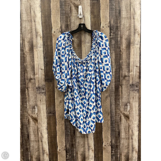 Top Short Sleeve By Knox Rose In Blue & White, Size: 4x