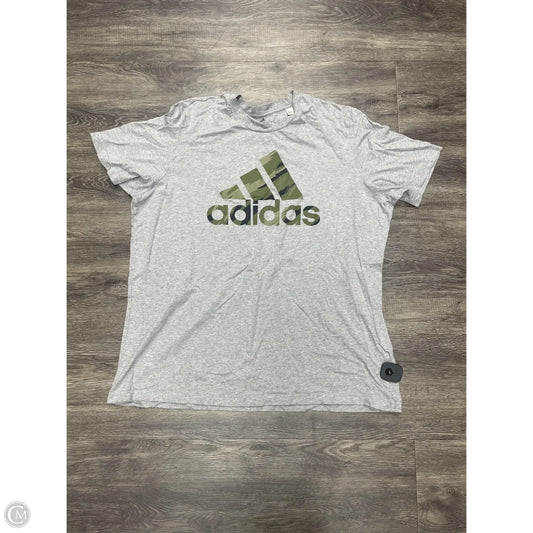 Athletic Top Short Sleeve By Adidas In Grey, Size: 2x