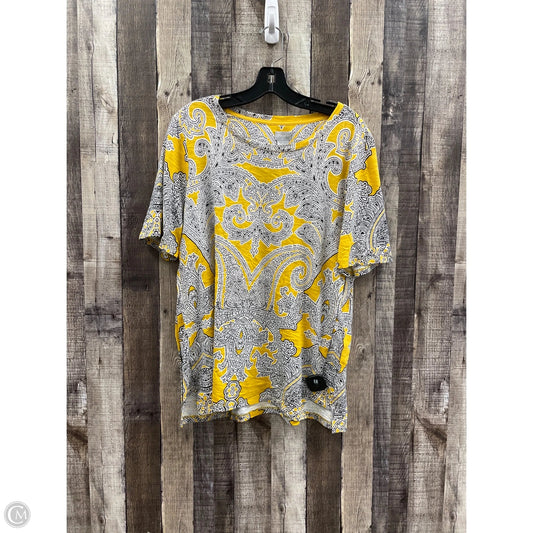 Top Short Sleeve By Chicos In Gold, Size: L