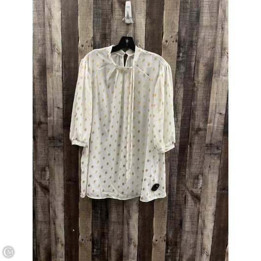 Top Short Sleeve By Cme In White & Yellow, Size: 2x