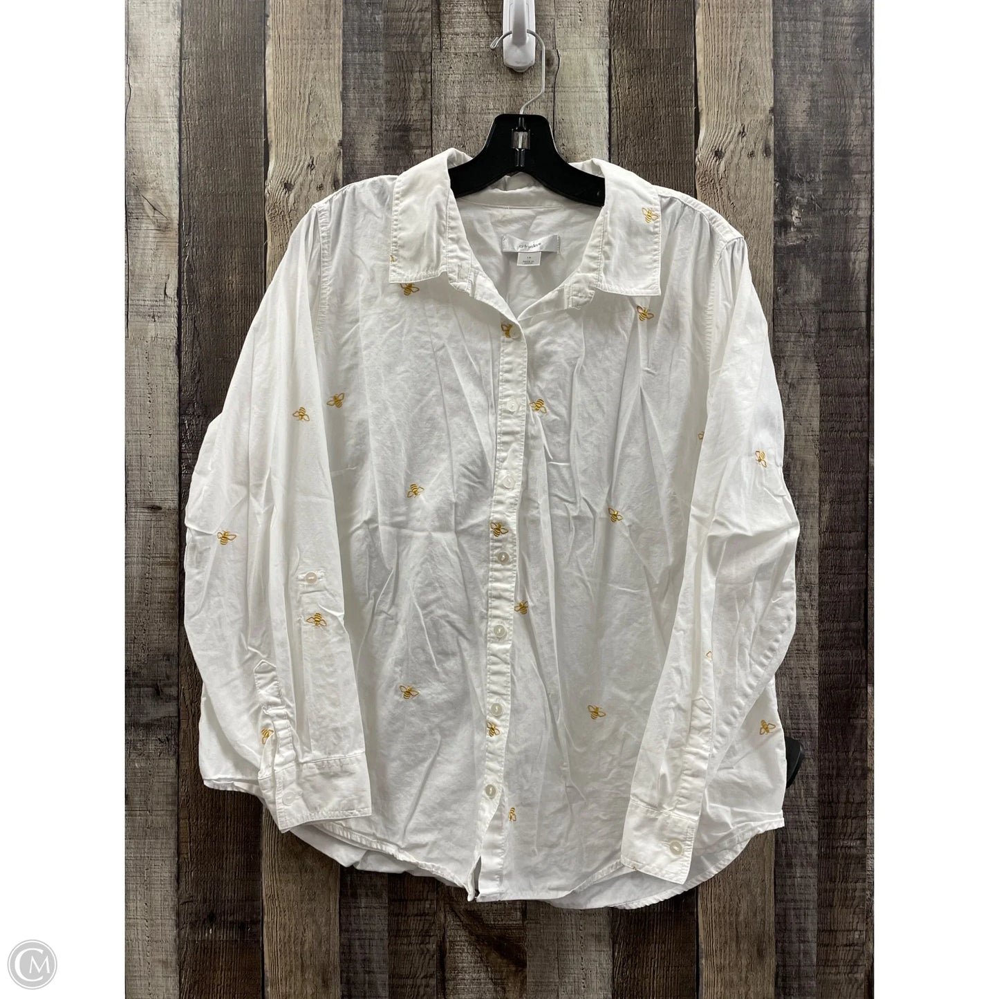 Top Long Sleeve By Cj Banks In White, Size: 1x