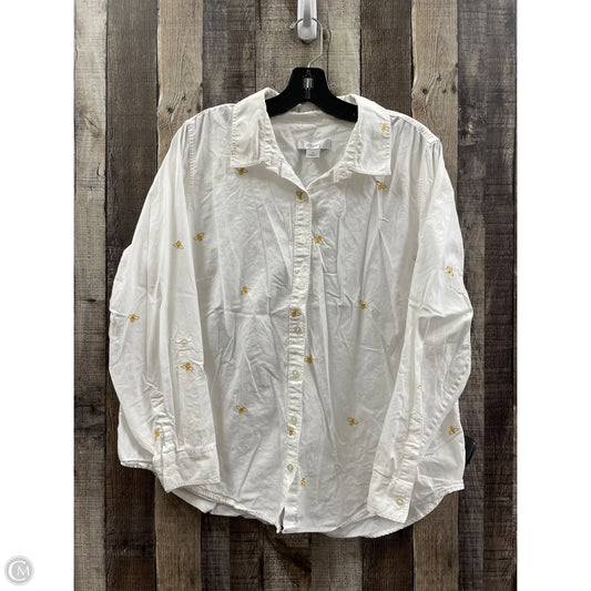 Top Long Sleeve By Cj Banks In White, Size: 1x