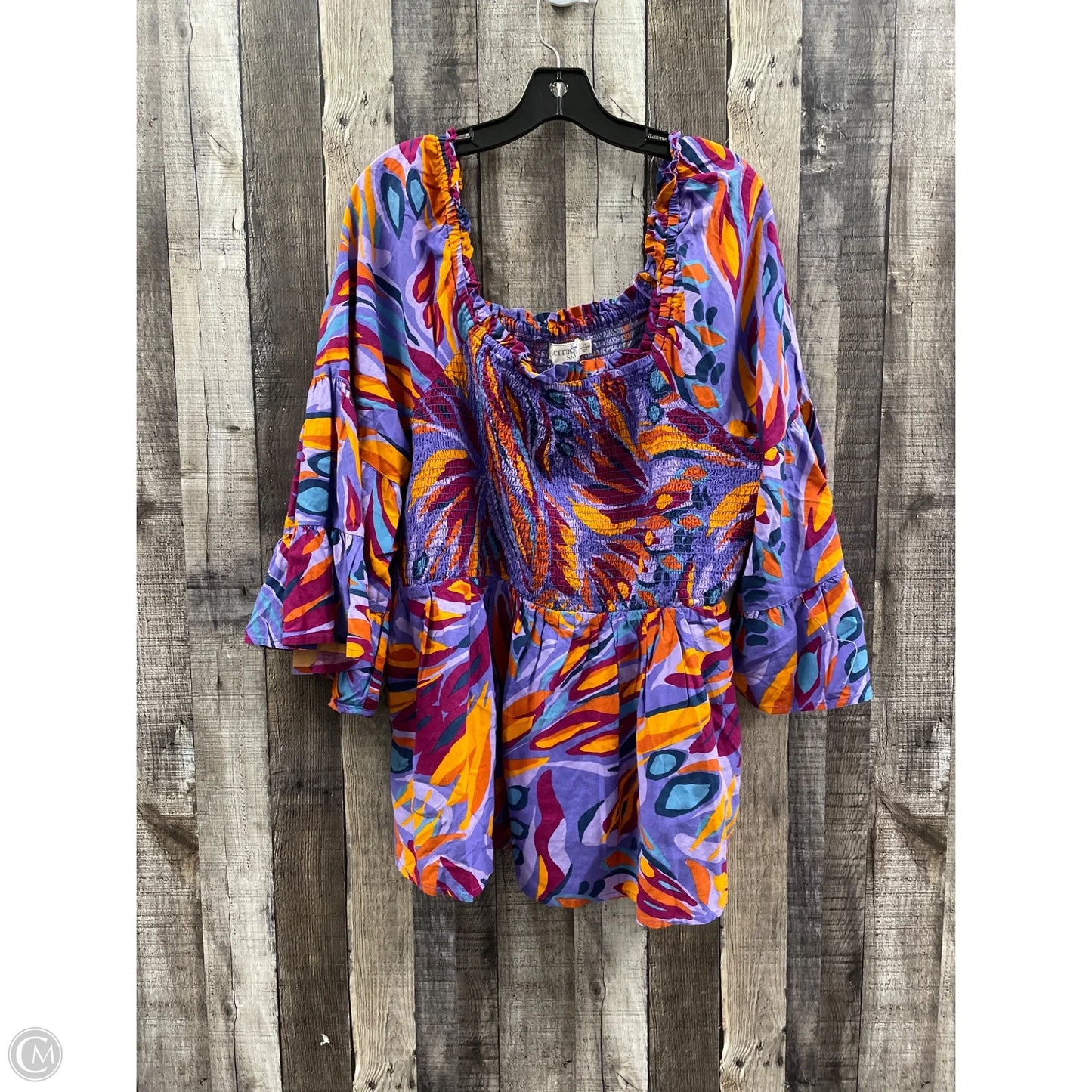 Top Short Sleeve By Terra & Sky In Multi-colored, Size: 2x