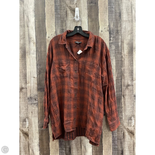 Top Long Sleeve By Madewell In Plaid Pattern, Size: Xl