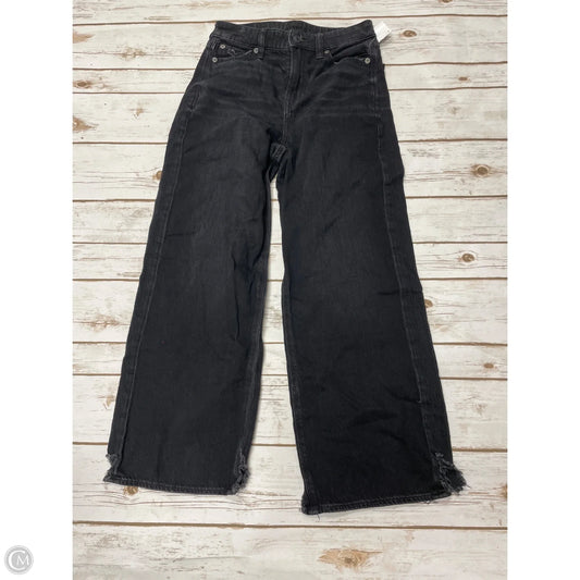 Jeans Wide Leg By American Eagle In Black Denim, Size: 0