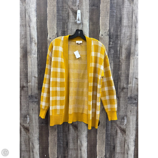 Sweater Cardigan By Loft In Gold & White, Size: M