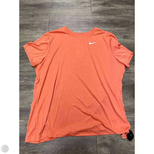 Athletic Top Short Sleeve By Nike In Orange, Size: Xxl